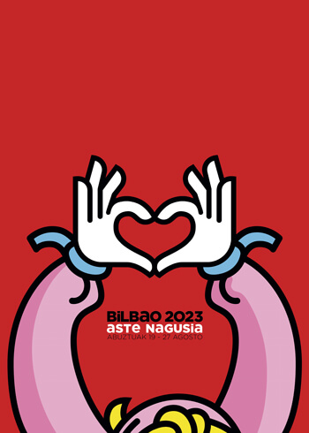 Bihotzez, cartel de Eulogio Omaetxebarria realizado para las fiestas de Bilbao 2023